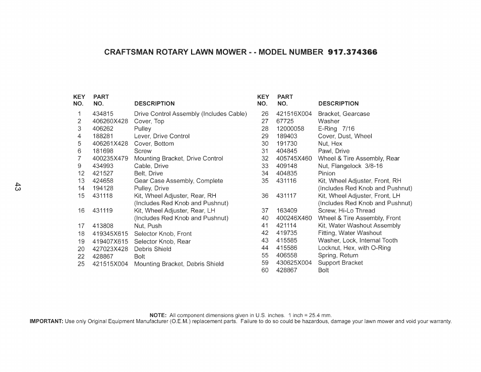 Craftsman 917.374366 User Manual | Page 43 / 52