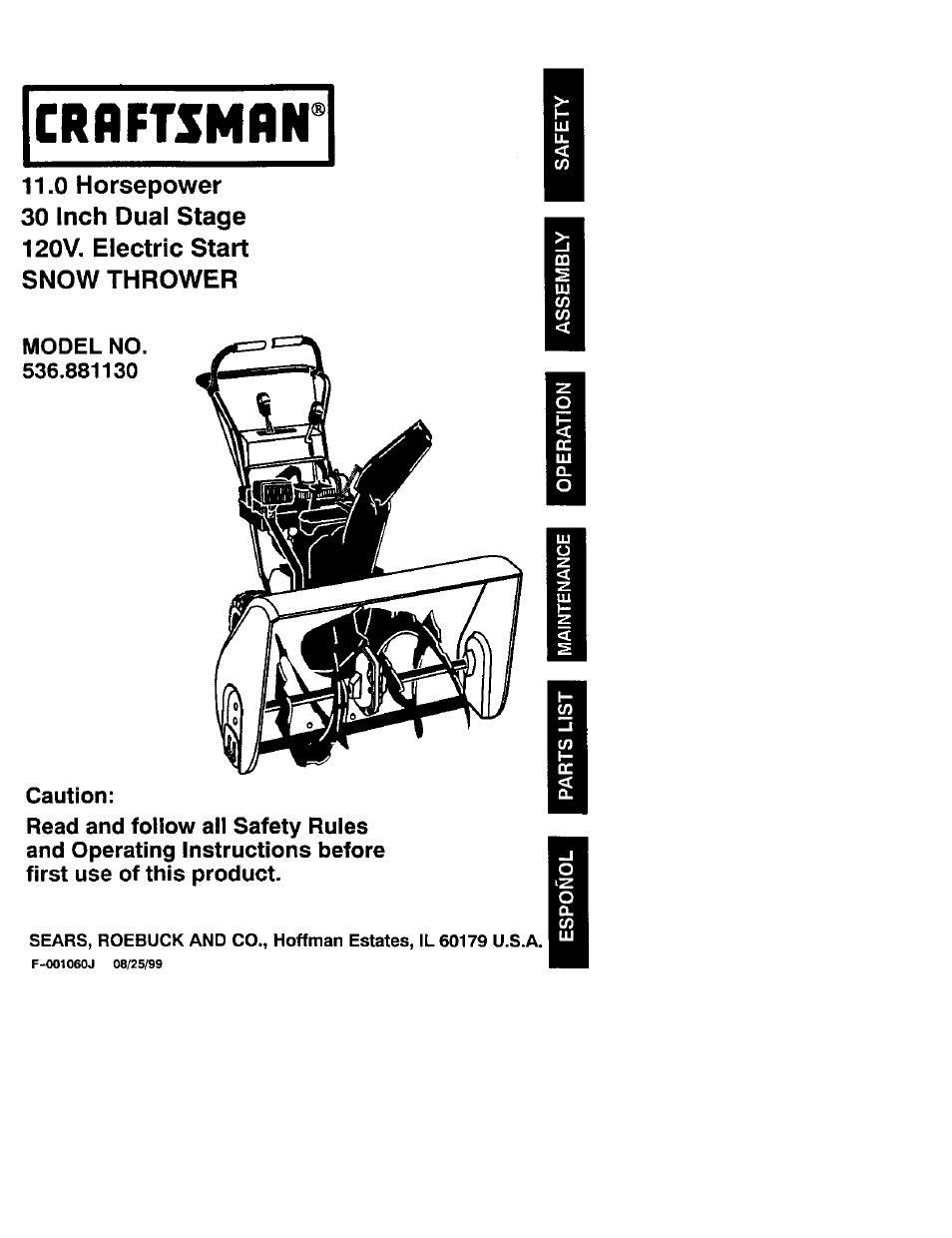 Craftsman 536.881130 User Manual | 30 pages