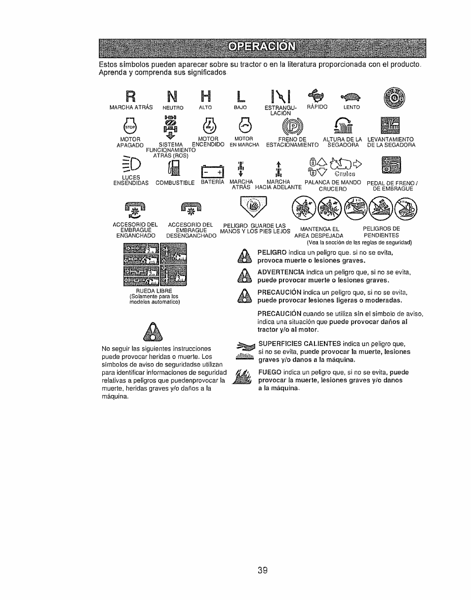 L |\1, Operación | Craftsman 917.28934 User Manual | Page 39 / 64