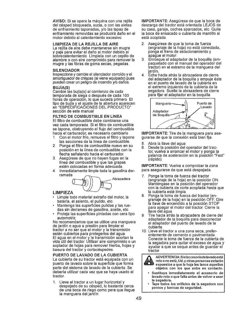 Limpieza | Craftsman 917.28934 User Manual | Page 49 / 64
