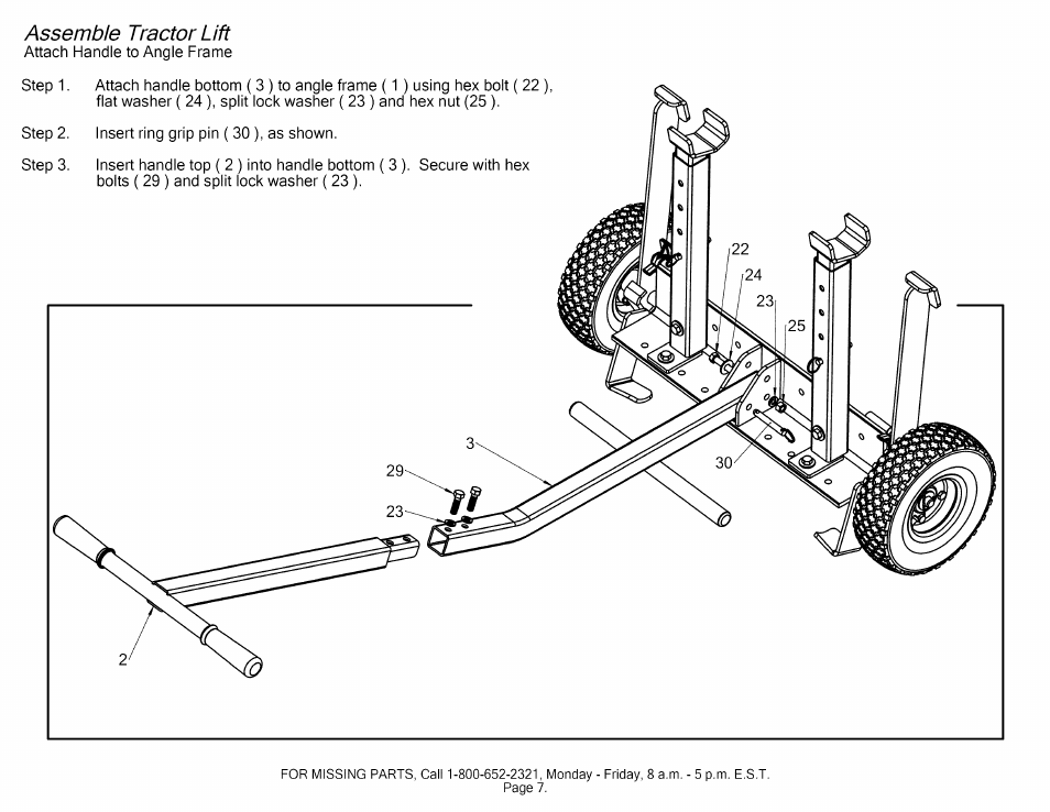 Assemble tractor lift | Craftsman 610.24610 User Manual | Page 7 / 11