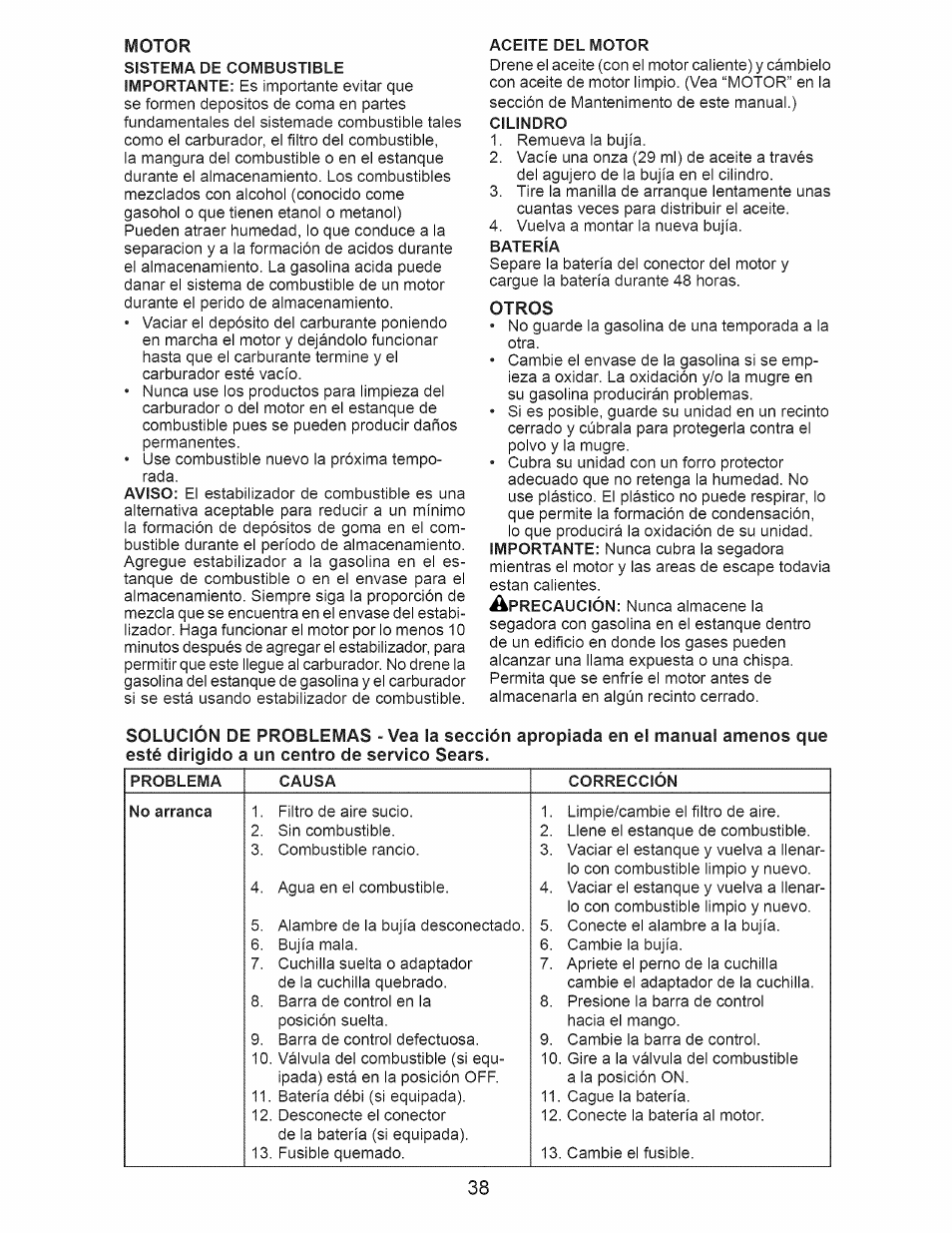 Otros | Craftsman 917.376536 User Manual | Page 38 / 52