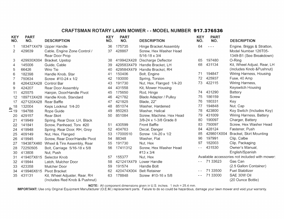 Craftsman 917.376536 User Manual | Page 41 / 52