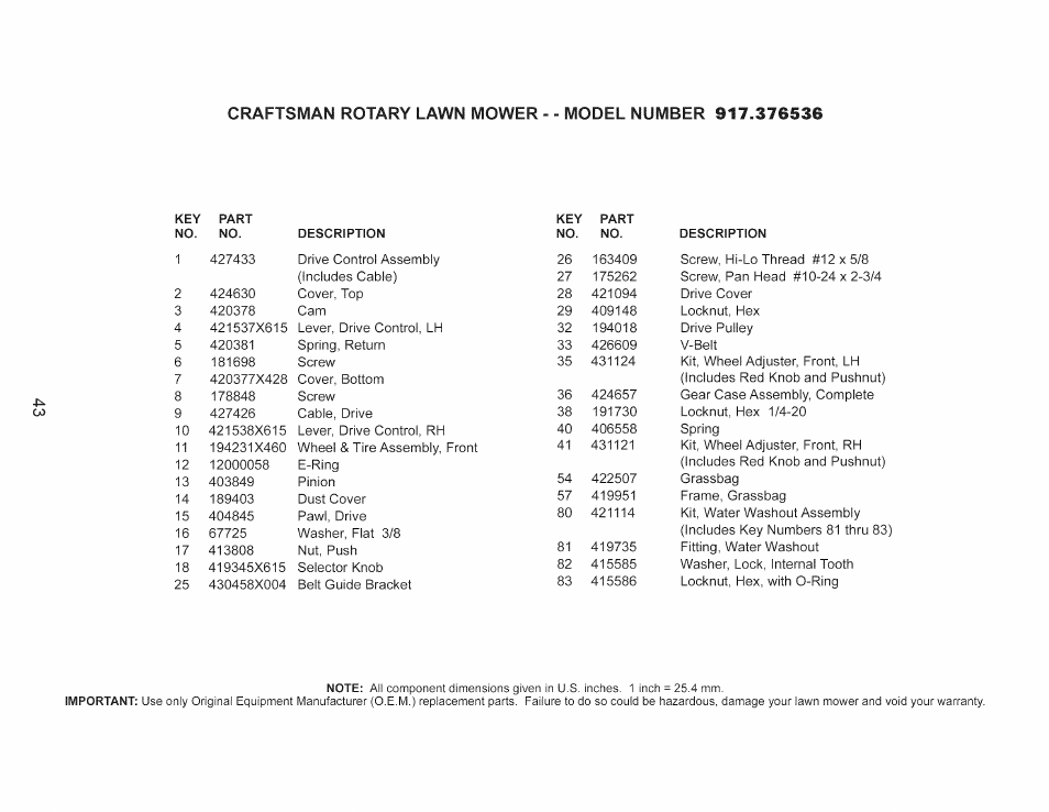 Craftsman 917.376536 User Manual | Page 43 / 52