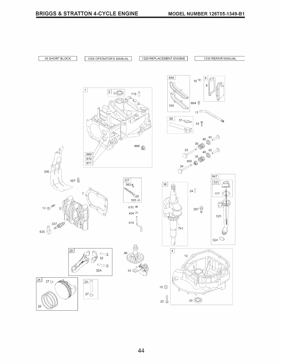 Briggs & stratton 4-cycle engine, 10^ ö j | Craftsman 917.376536 User Manual | Page 44 / 52