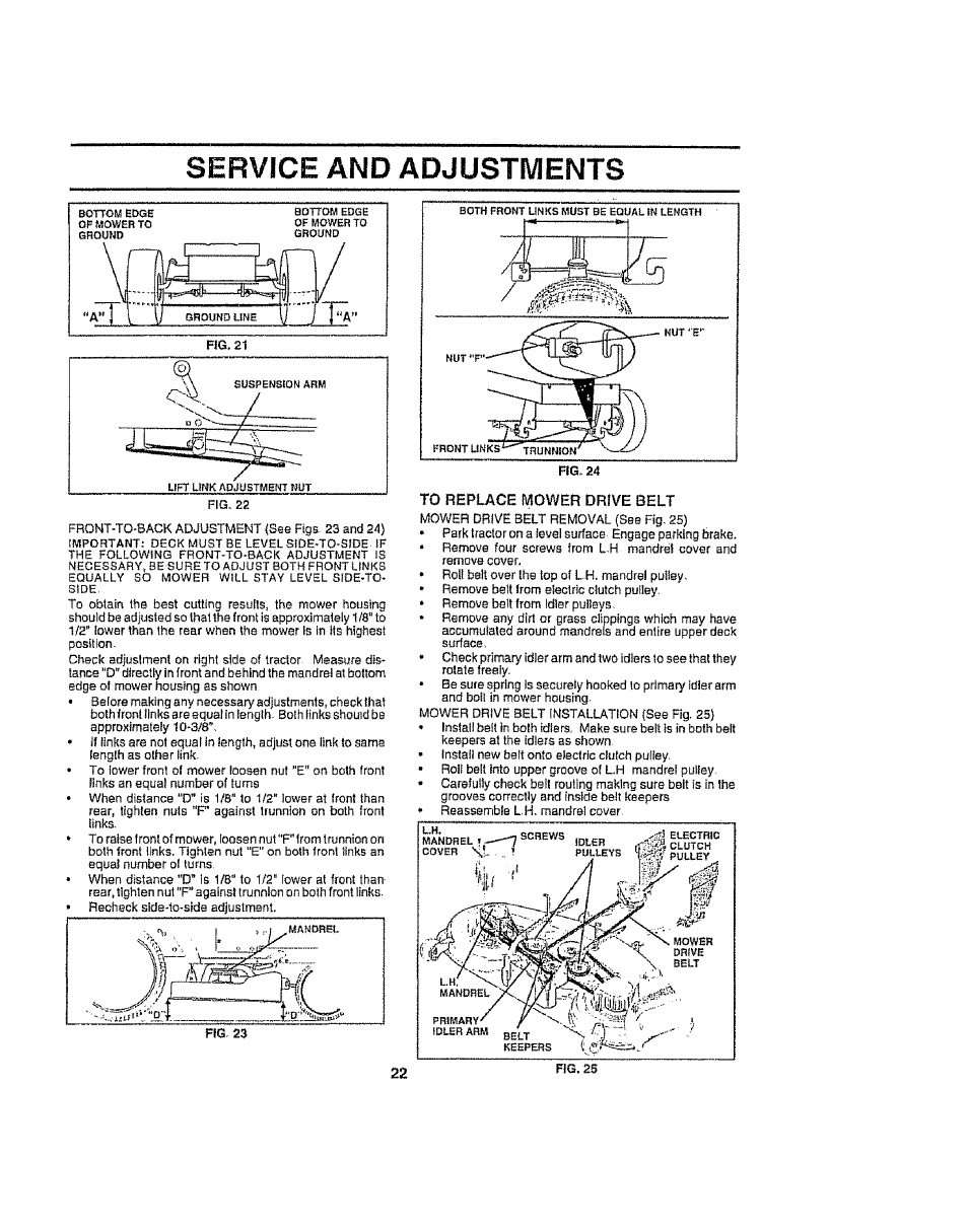 Service and adjustments | Craftsman 917.258692 User Manual | Page 22 / 64