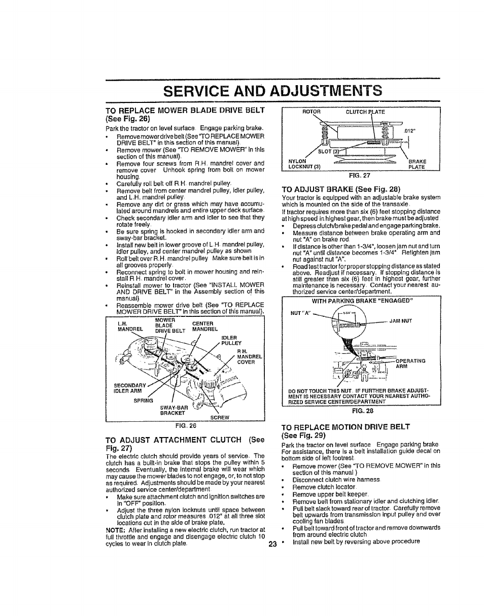 Service and adjustments | Craftsman 917.258692 User Manual | Page 23 / 64
