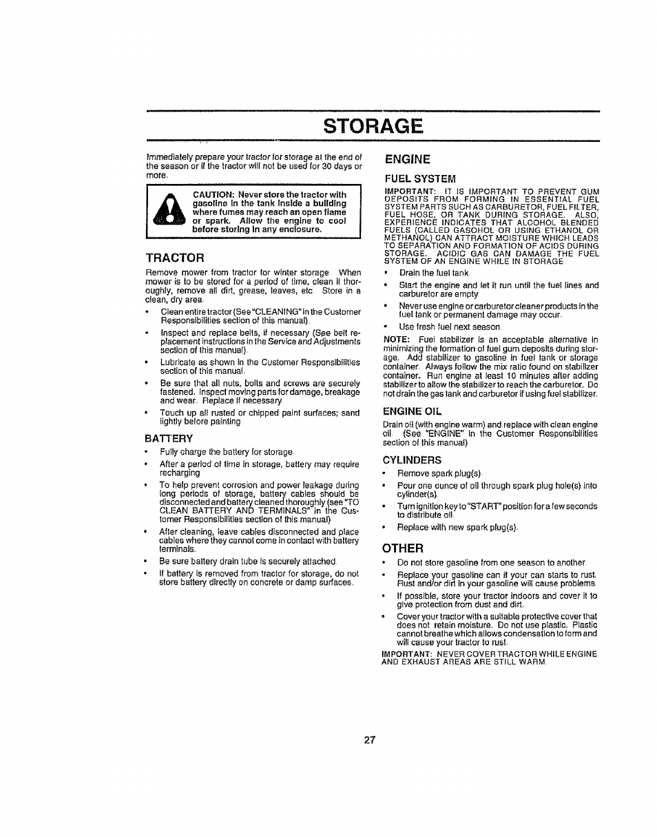 Storage, Tractor, Other | Craftsman 917.258692 User Manual | Page 27 / 64