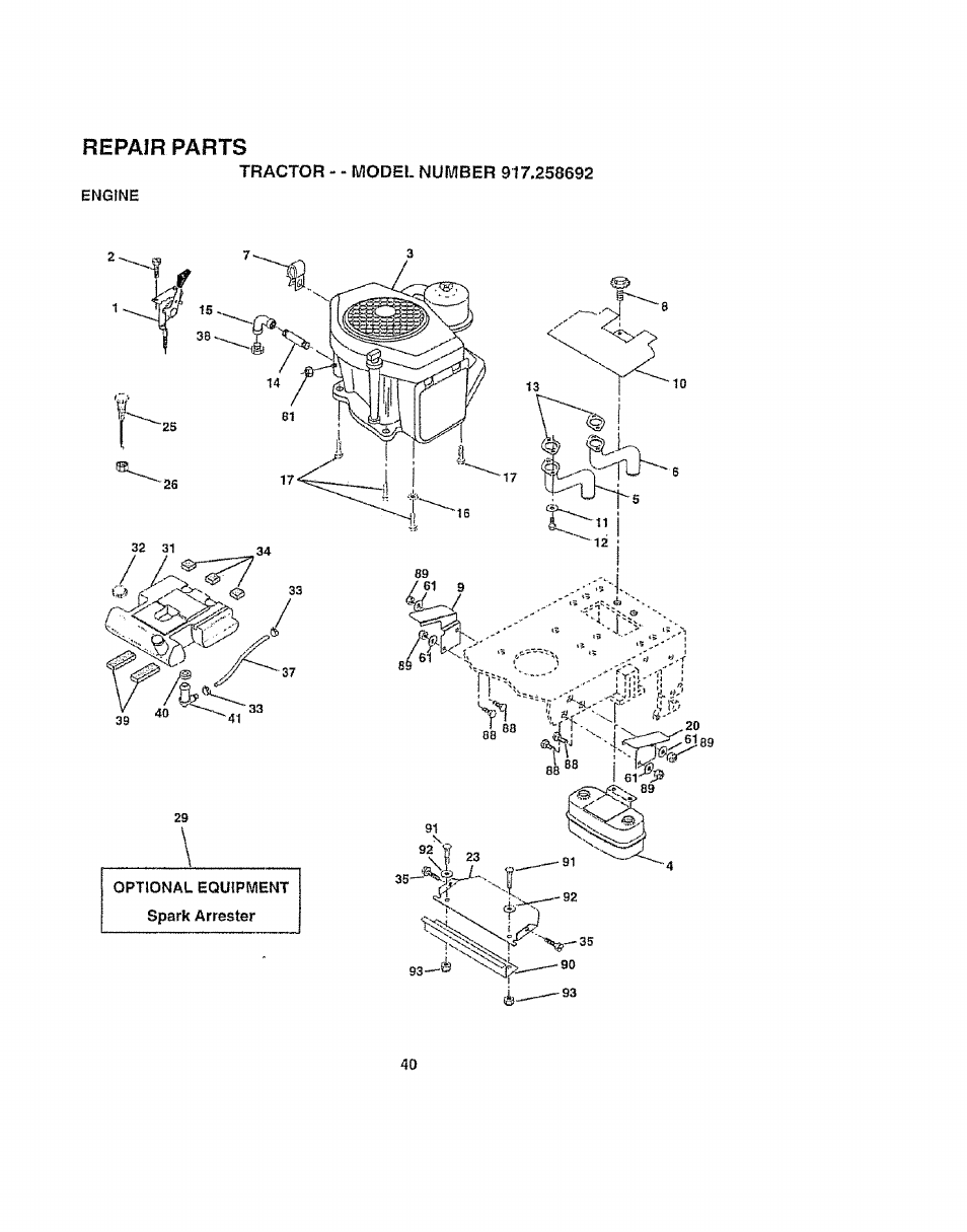 Repair parts | Craftsman 917.258692 User Manual | Page 40 / 64