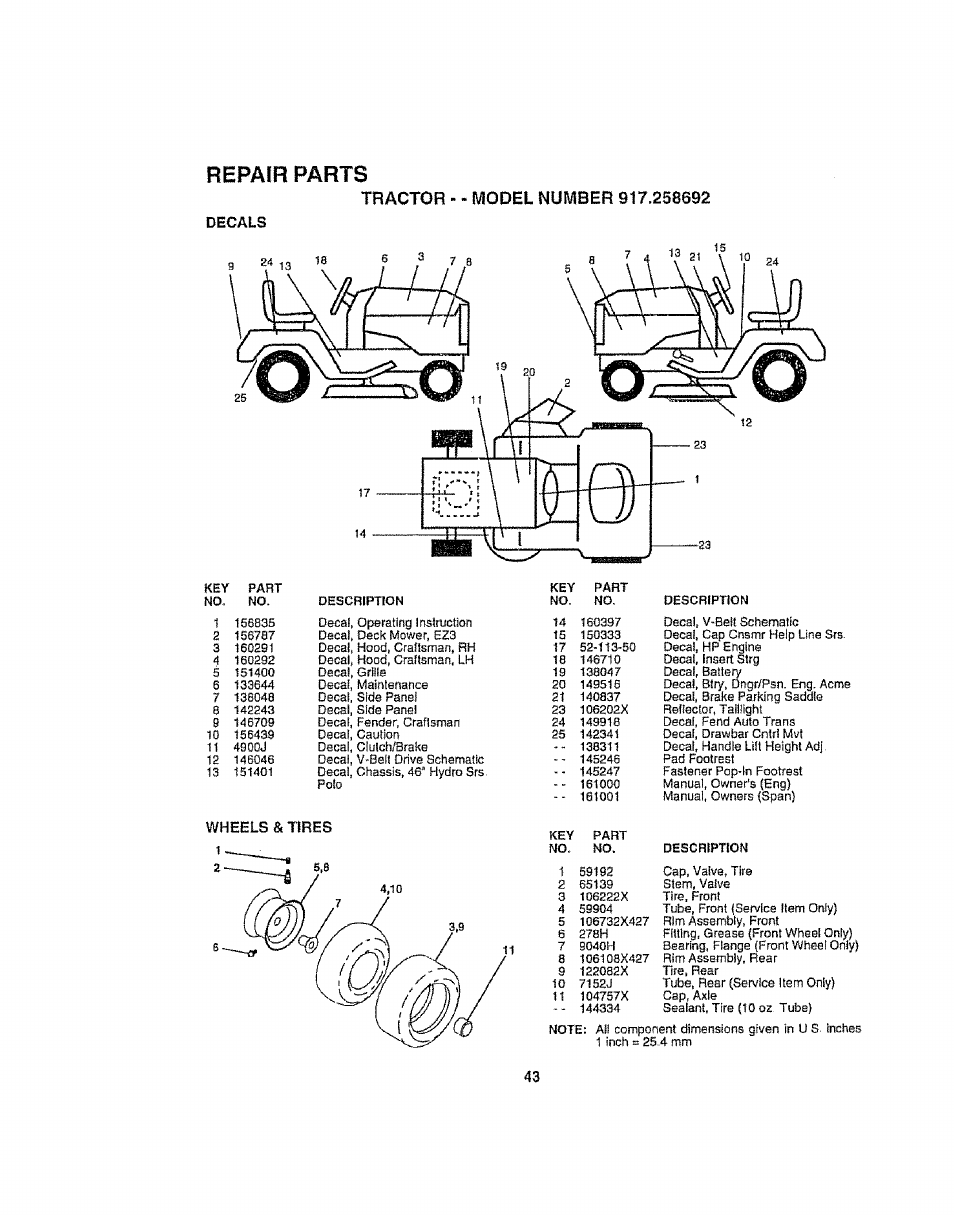 Repair parts | Craftsman 917.258692 User Manual | Page 43 / 64