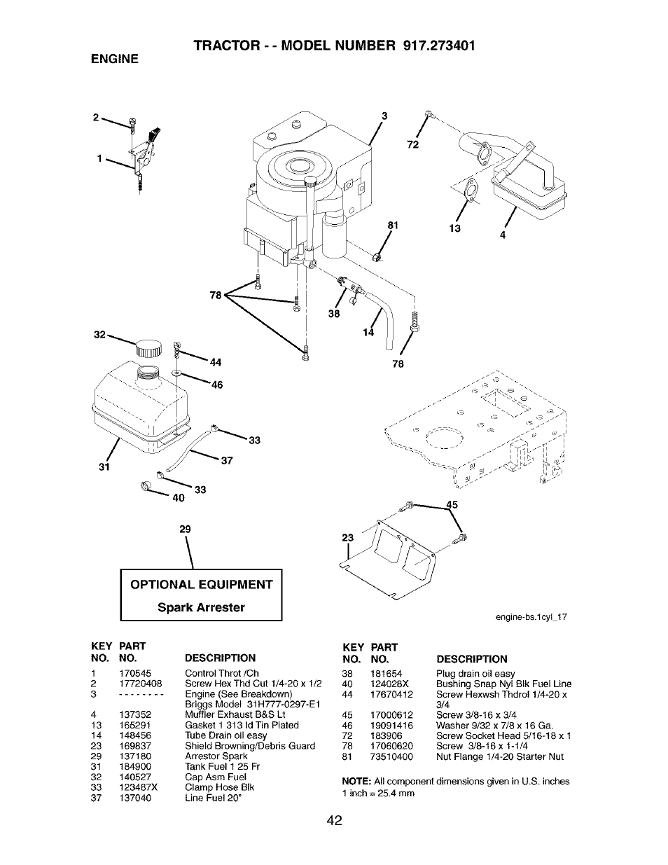 Engine | Craftsman 917.273401 User Manual | Page 42 / 56