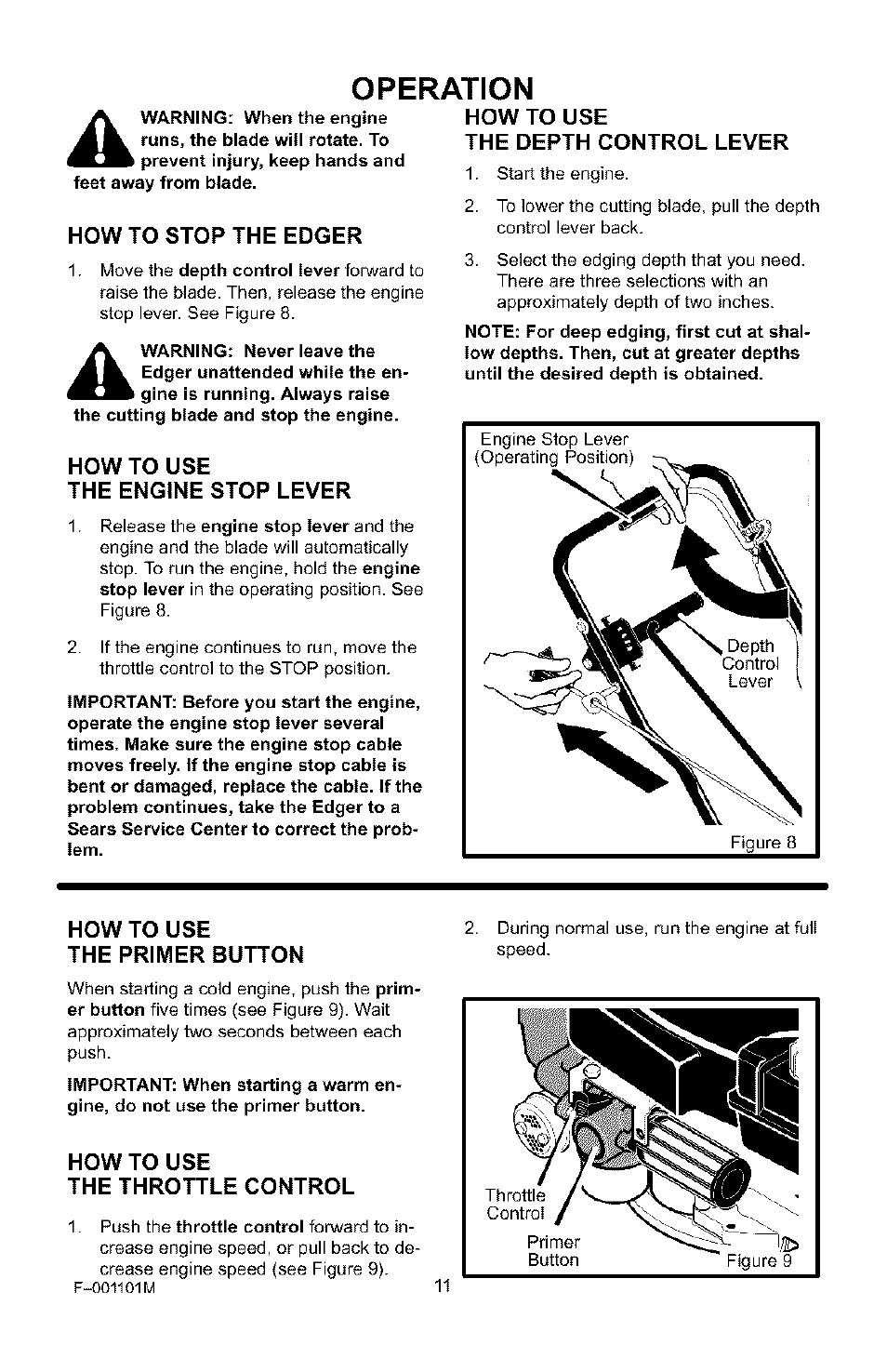 Operation | Craftsman 536.772101 User Manual | Page 11 / 31