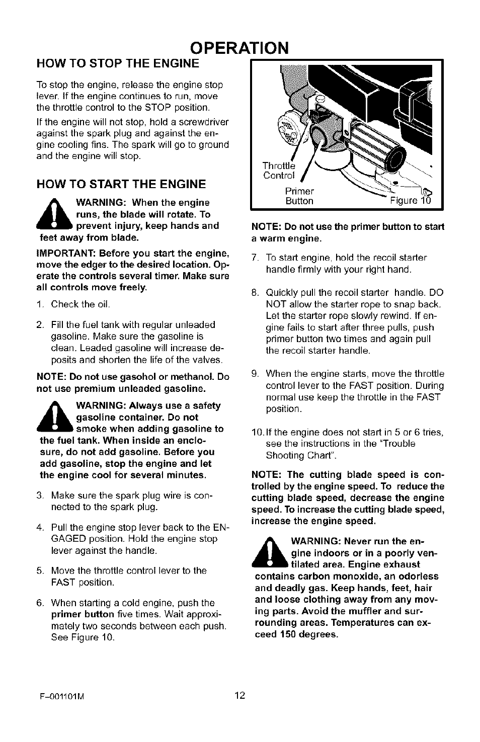 Operation | Craftsman 536.772101 User Manual | Page 12 / 31