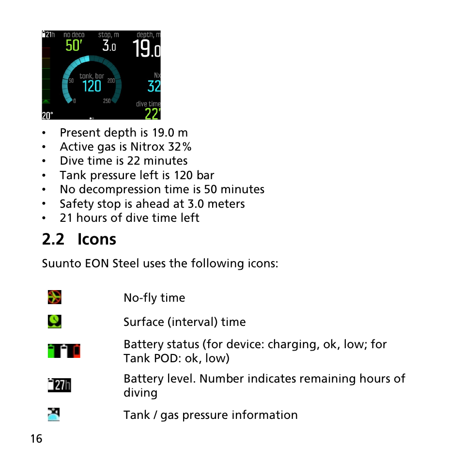 2 icons | SUUNTO EON STEEL User Manual | Page 16 / 78