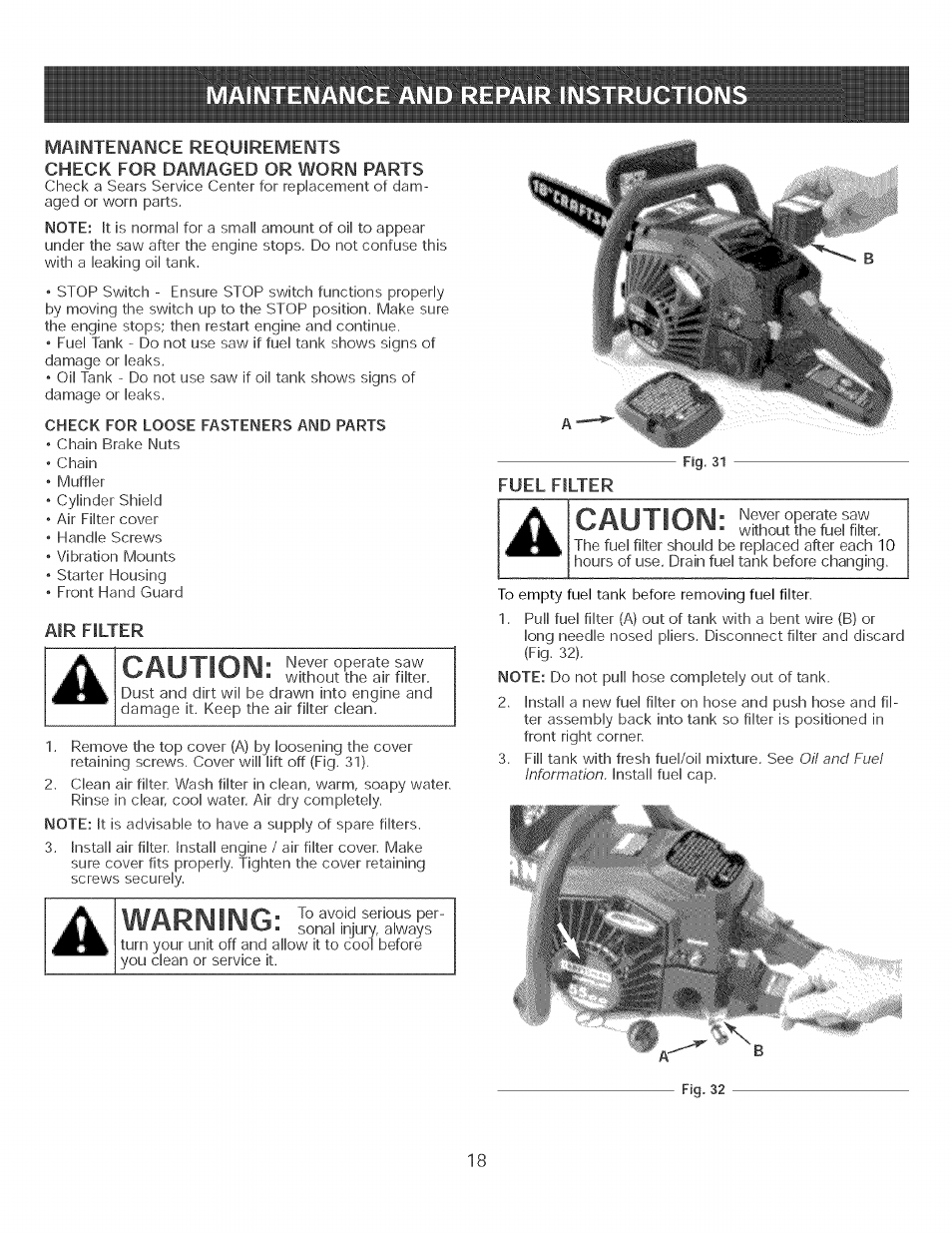 Warning, Lillmimib | Craftsman 316.350840 User Manual | Page 18 / 28