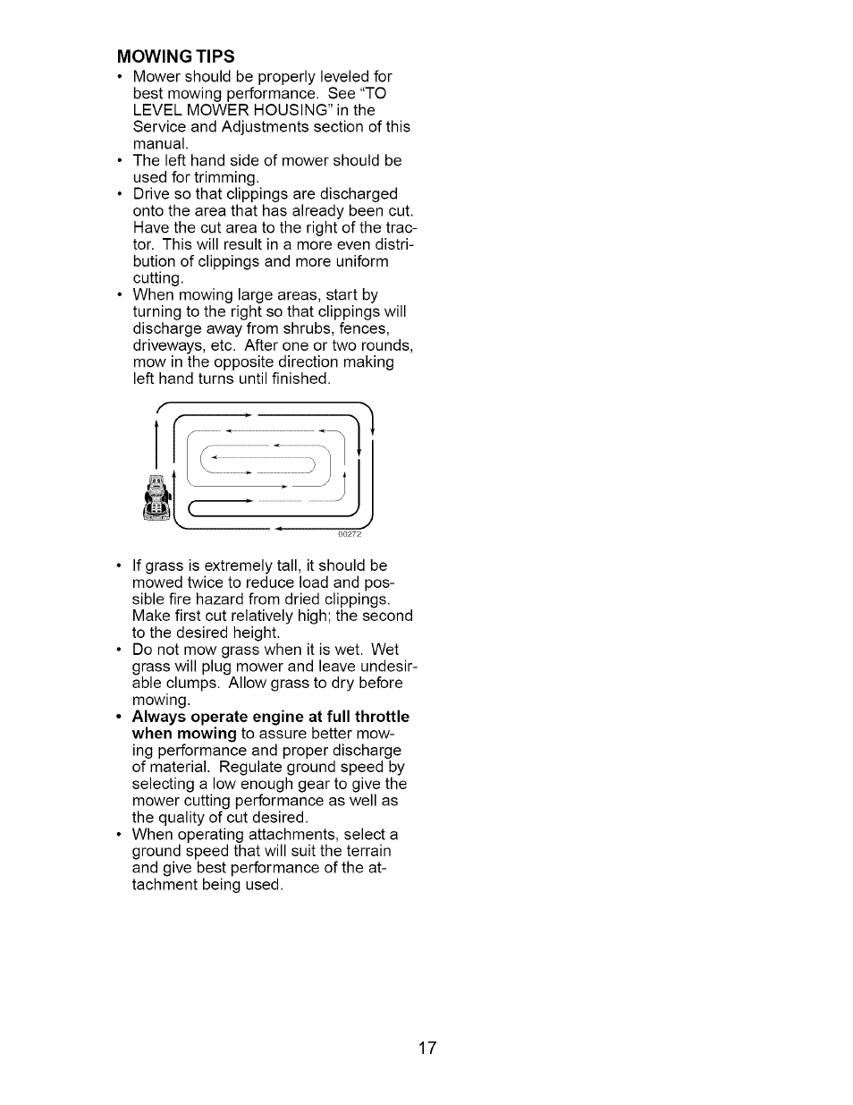 Mowing tips | Craftsman Dlt 3000 917.275820 User Manual | Page 17 / 56