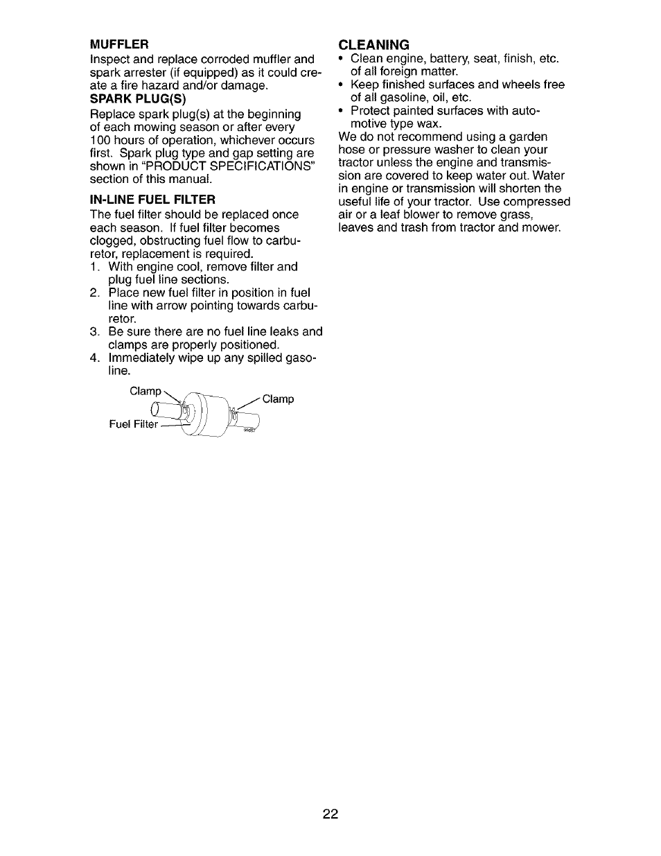 Cleaning | Craftsman 917.273800 User Manual | Page 22 / 60