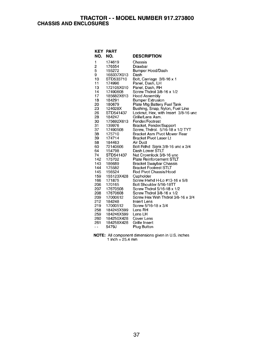 Tractor, Chassis and enclosures | Craftsman 917.273800 User Manual | Page 37 / 60