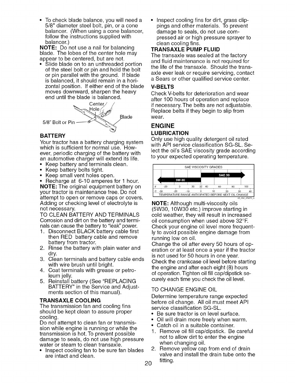 Transaxle cooling, V-belts, Engine | Lubrication | Craftsman 917.275764 User Manual | Page 20 / 56