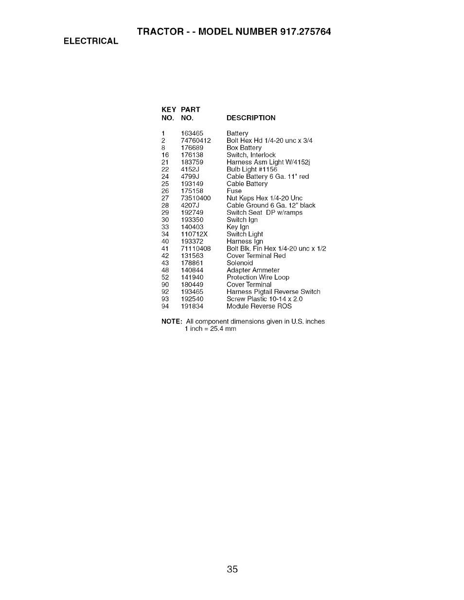 Electrical | Craftsman 917.275764 User Manual | Page 35 / 56
