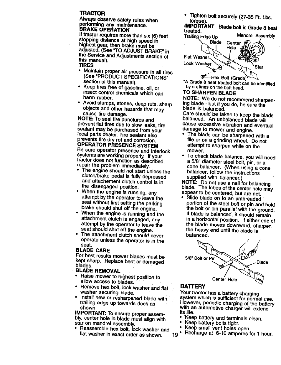 Tractor, Battery | Craftsman 917.270961 User Manual | Page 19 / 60