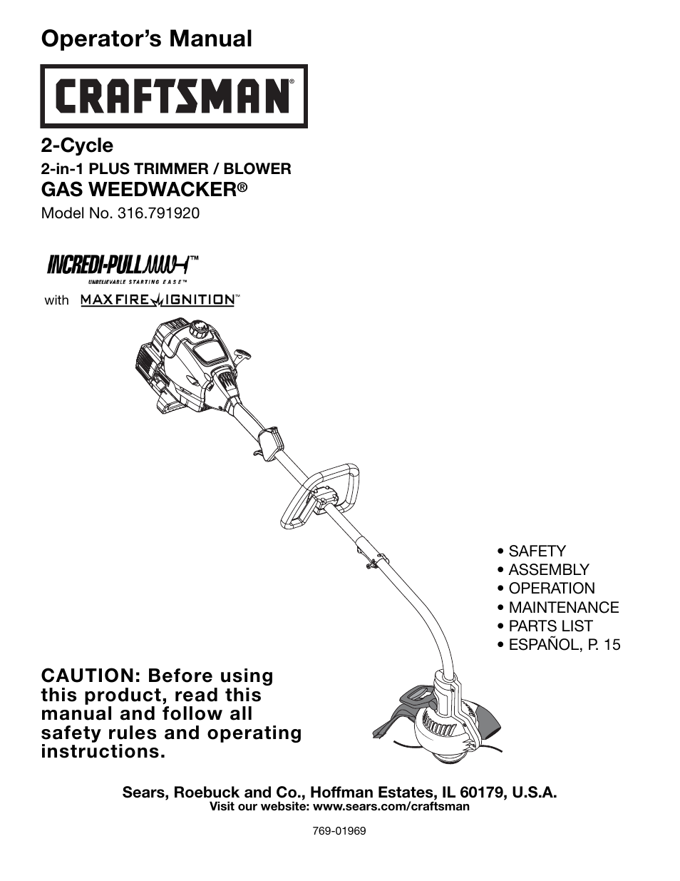 Craftsman 316.79192 User Manual | 32 pages