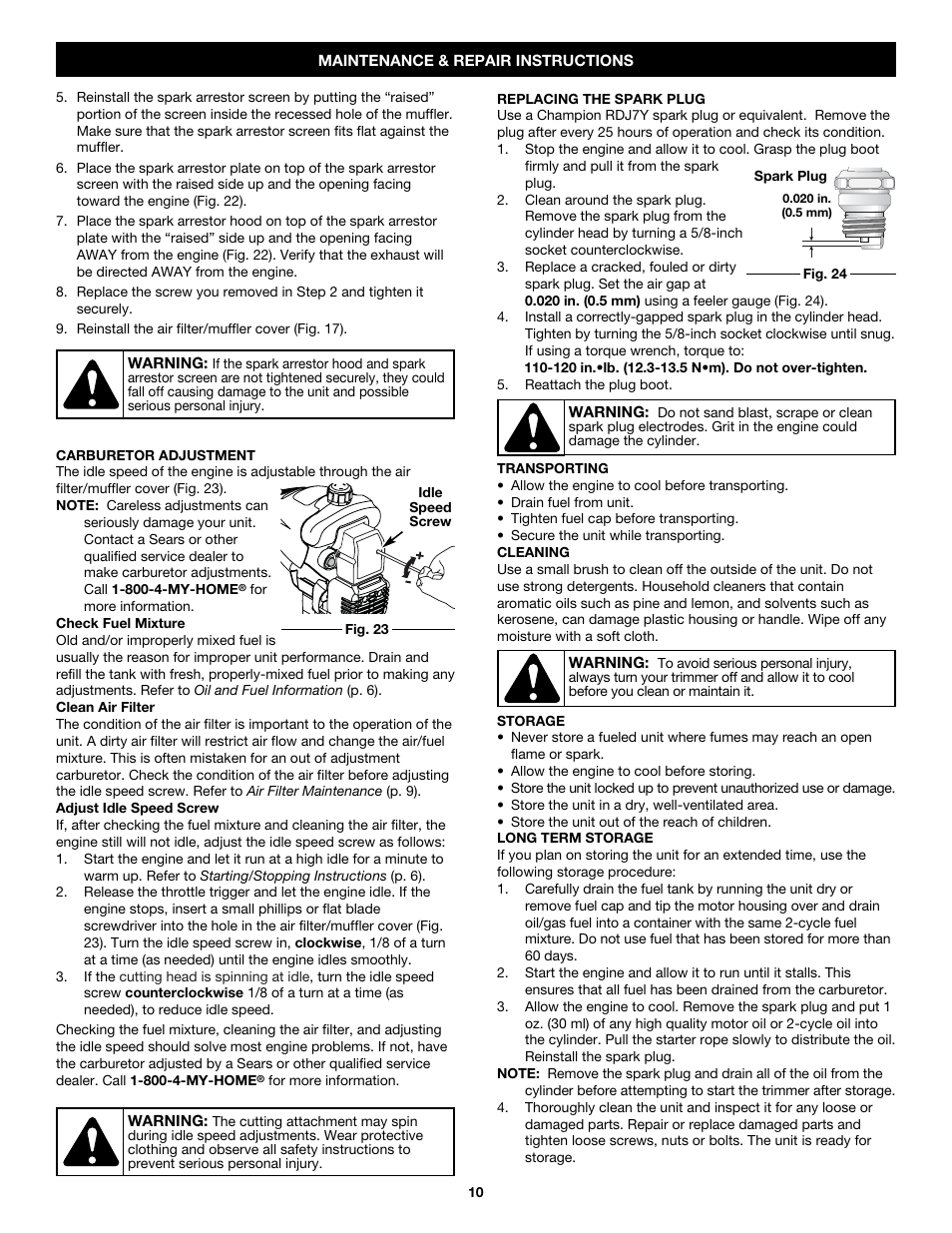 Craftsman 316.79192 User Manual | Page 10 / 32