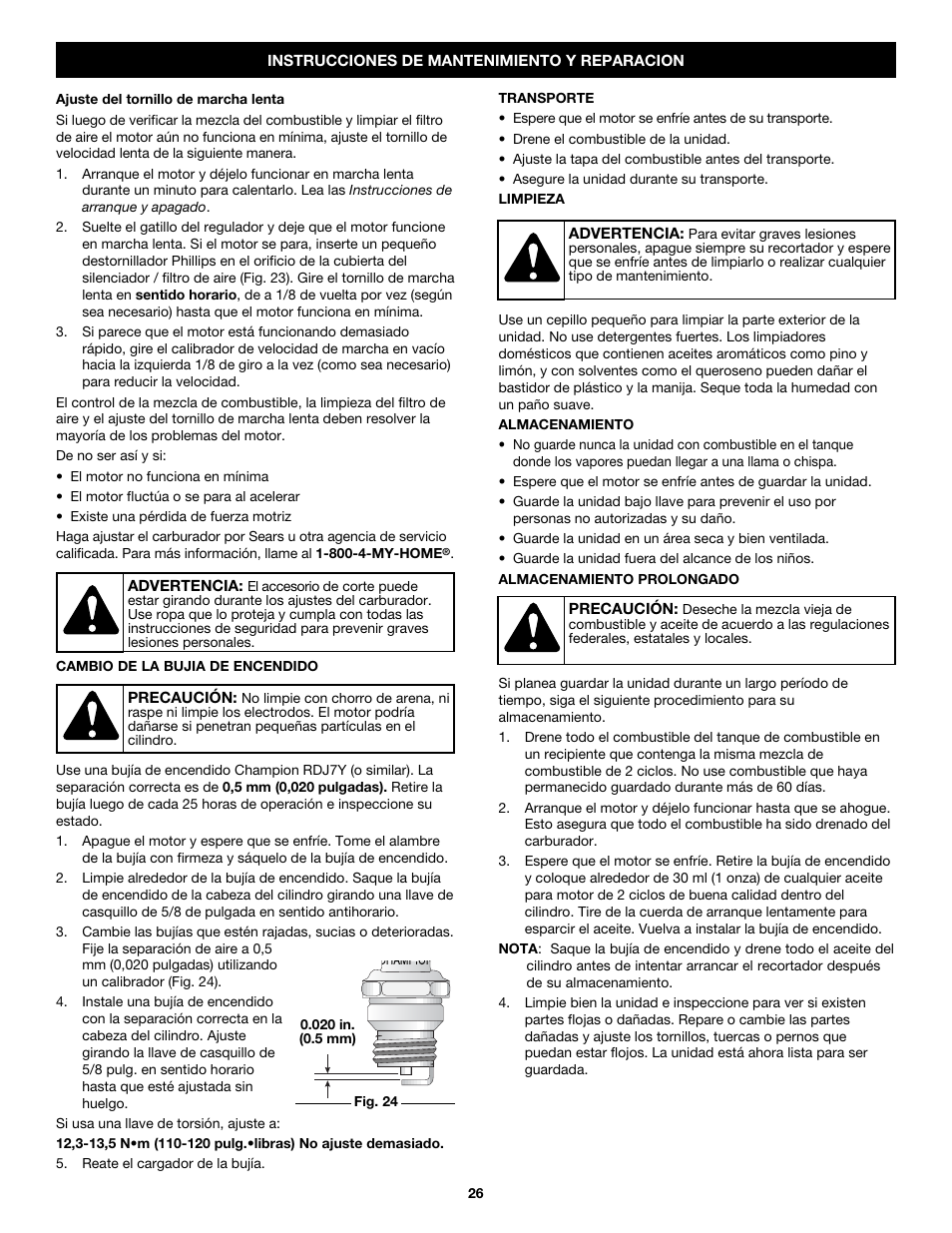 Craftsman 316.79192 User Manual | Page 26 / 32