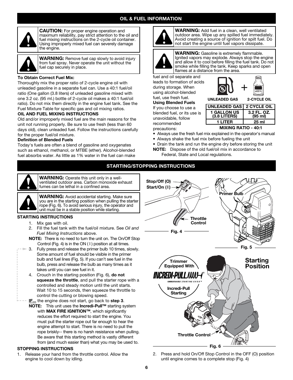 Starting position | Craftsman 316.79192 User Manual | Page 6 / 32