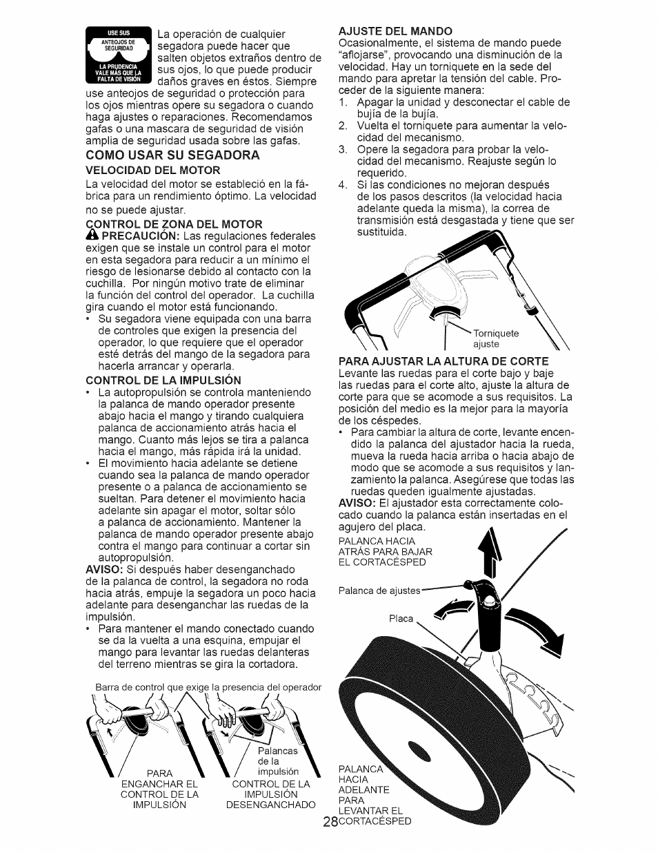 Como usar su segadora | Craftsman 917.374360 User Manual | Page 28 / 52