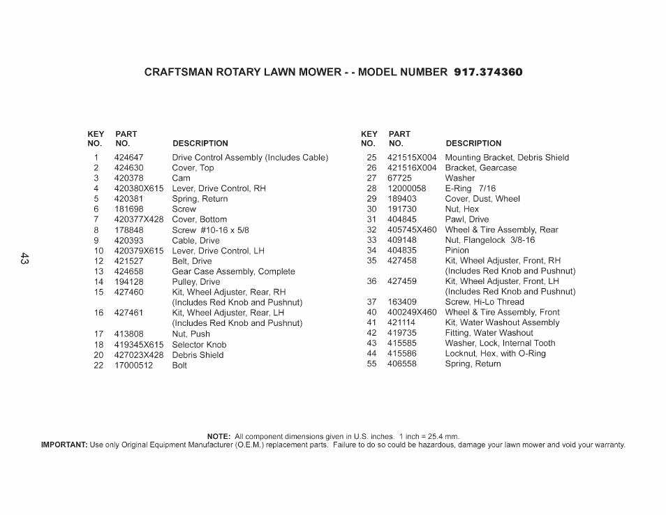 Craftsman 917.374360 User Manual | Page 43 / 52