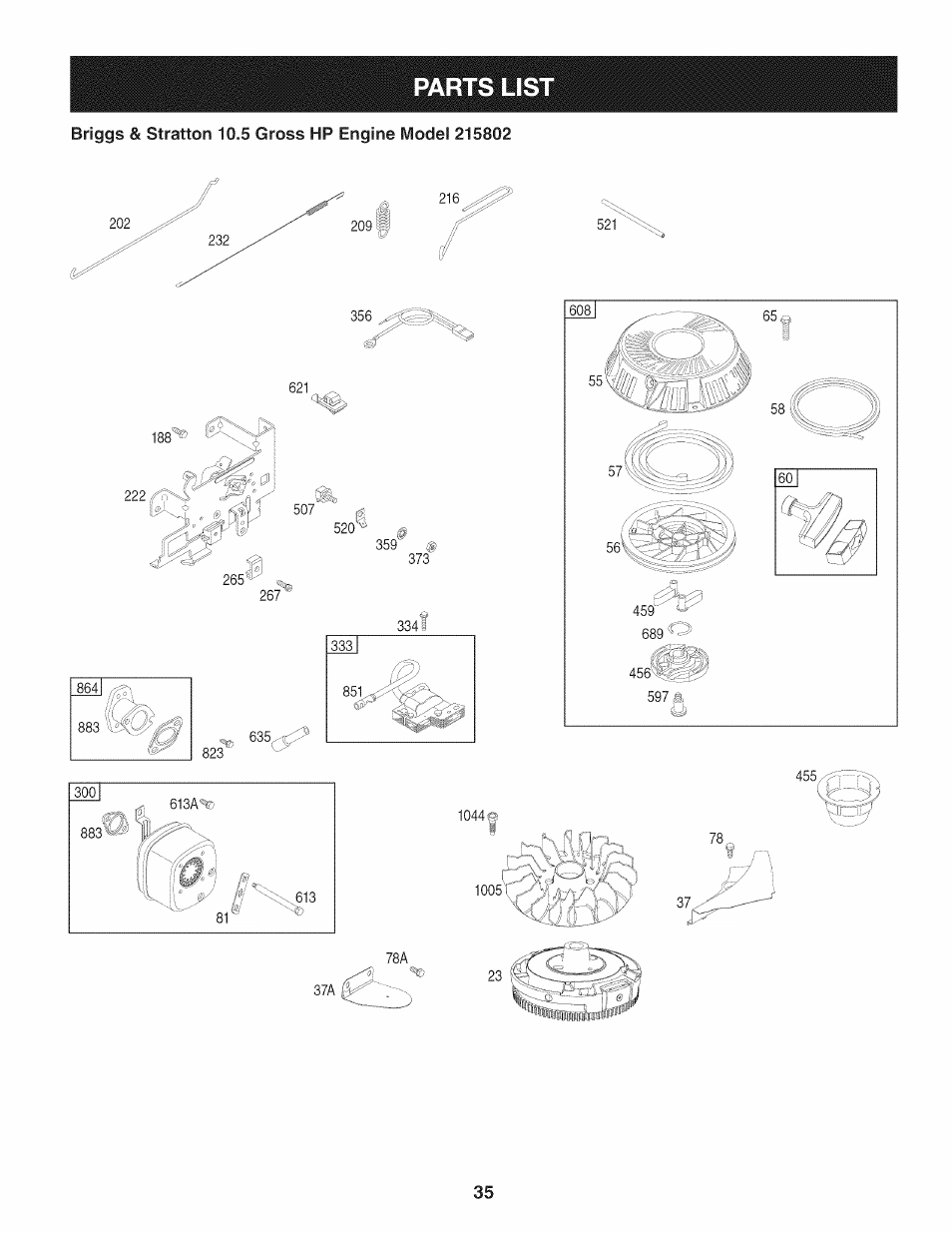 Parts lis | Craftsman 247.887330 User Manual | Page 35 / 72