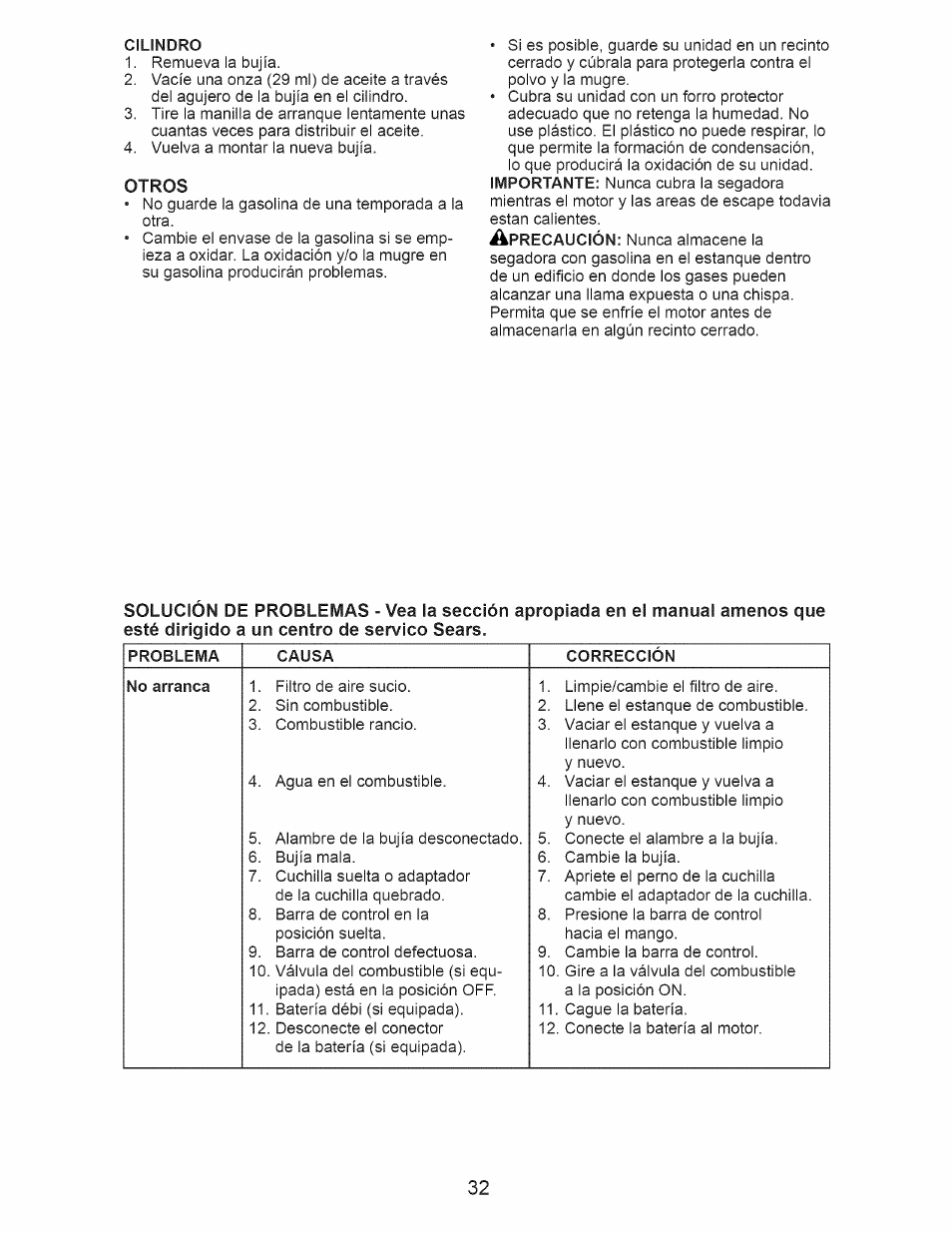 Cilindro, Otros | Craftsman 917.389010 User Manual | Page 32 / 44