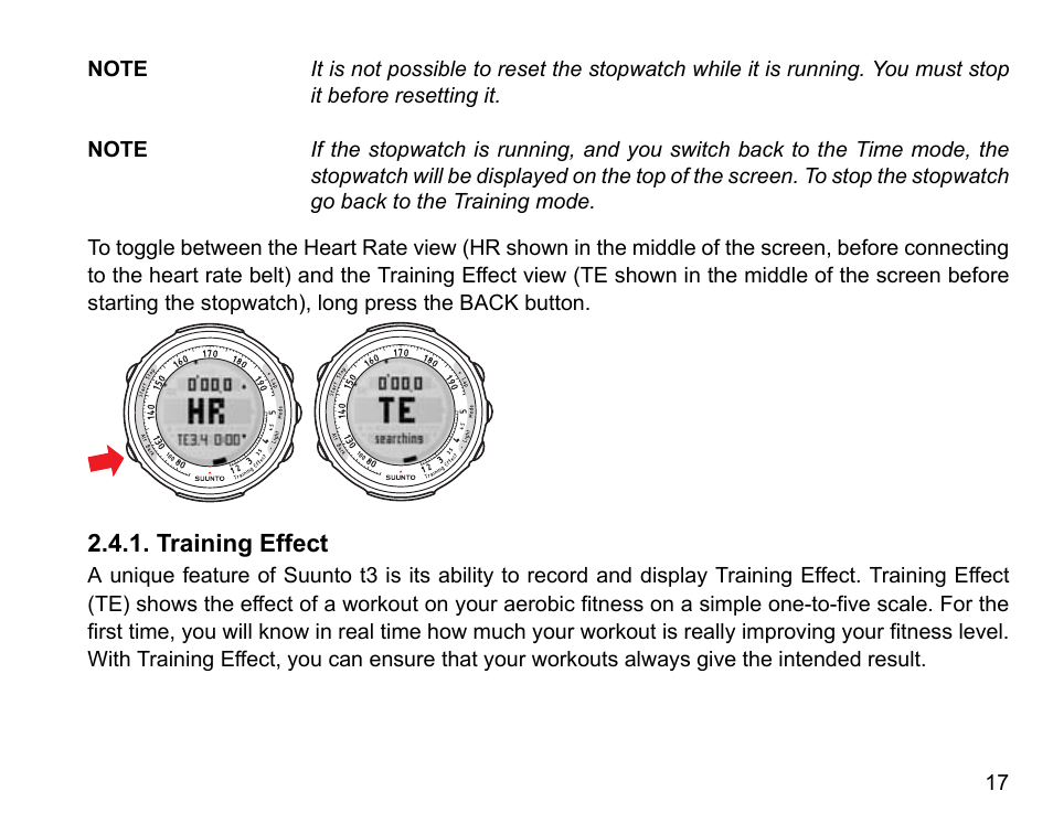 Training effect | SUUNTO t3 User Manual | Page 19 / 51
