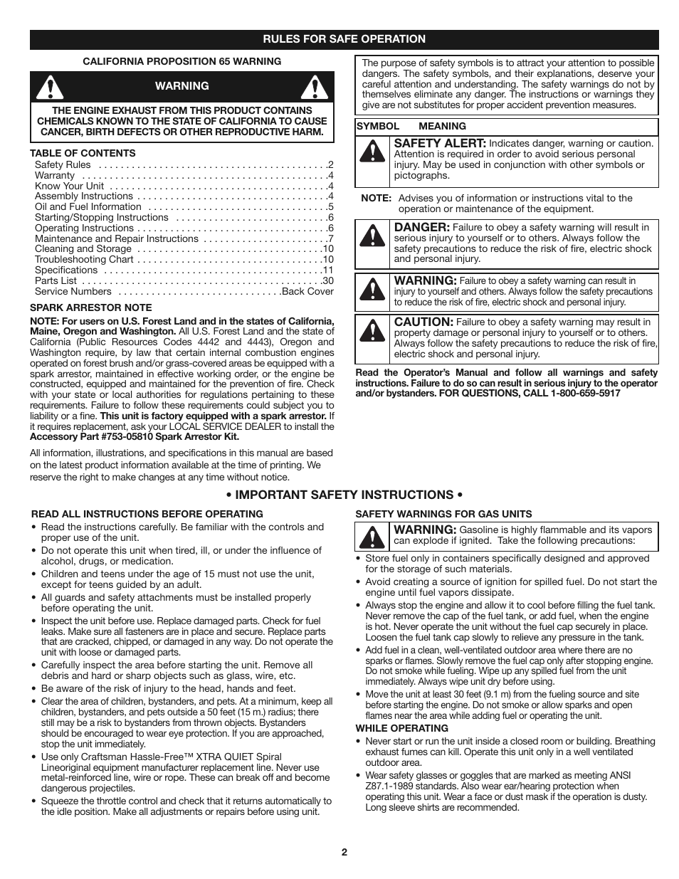 Craftsman 316.79199 User Manual | Page 2 / 32