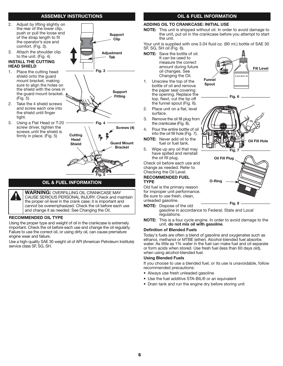 Warning | Craftsman 316.79199 User Manual | Page 5 / 32