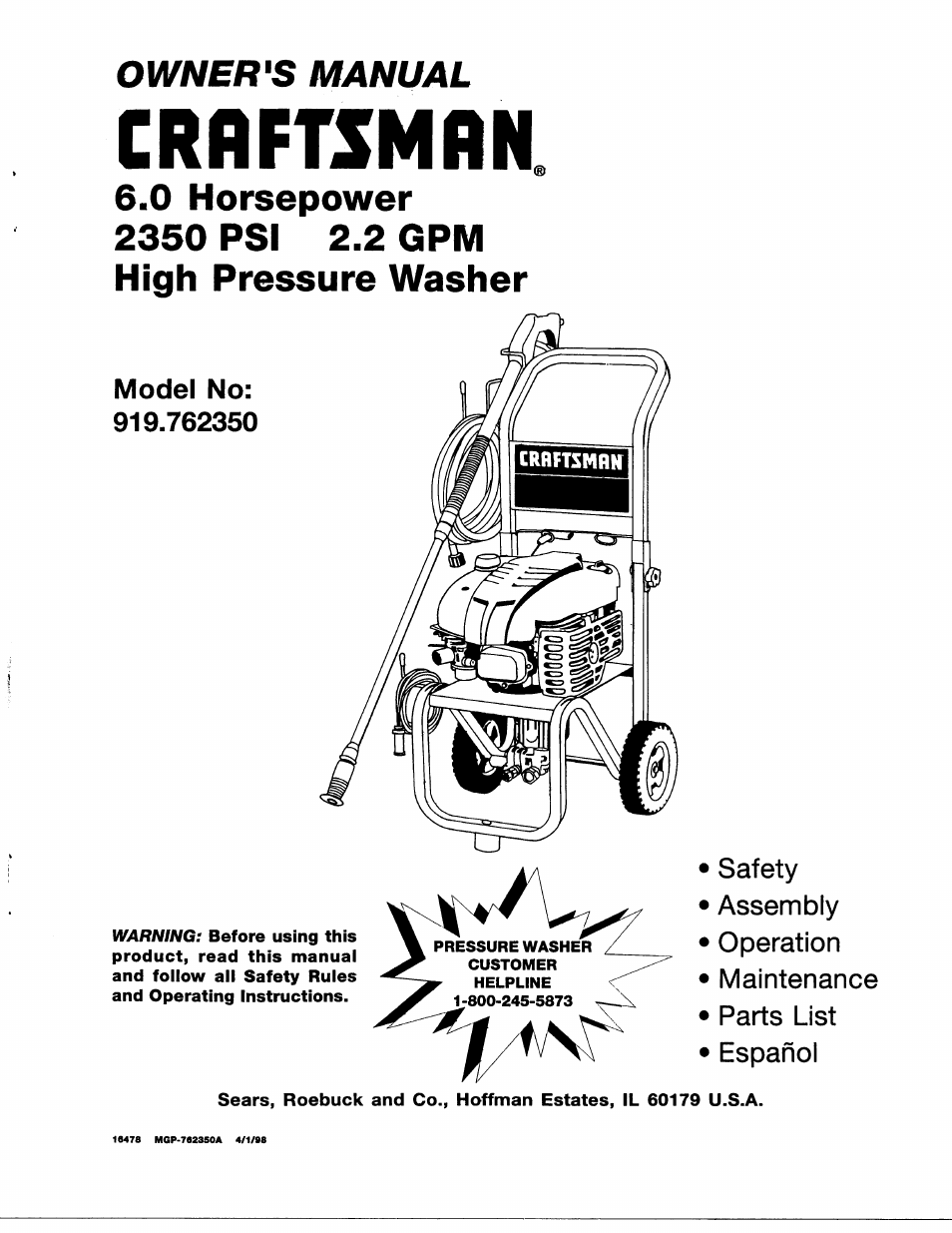 Craftsman 919.762350 User Manual | 54 pages