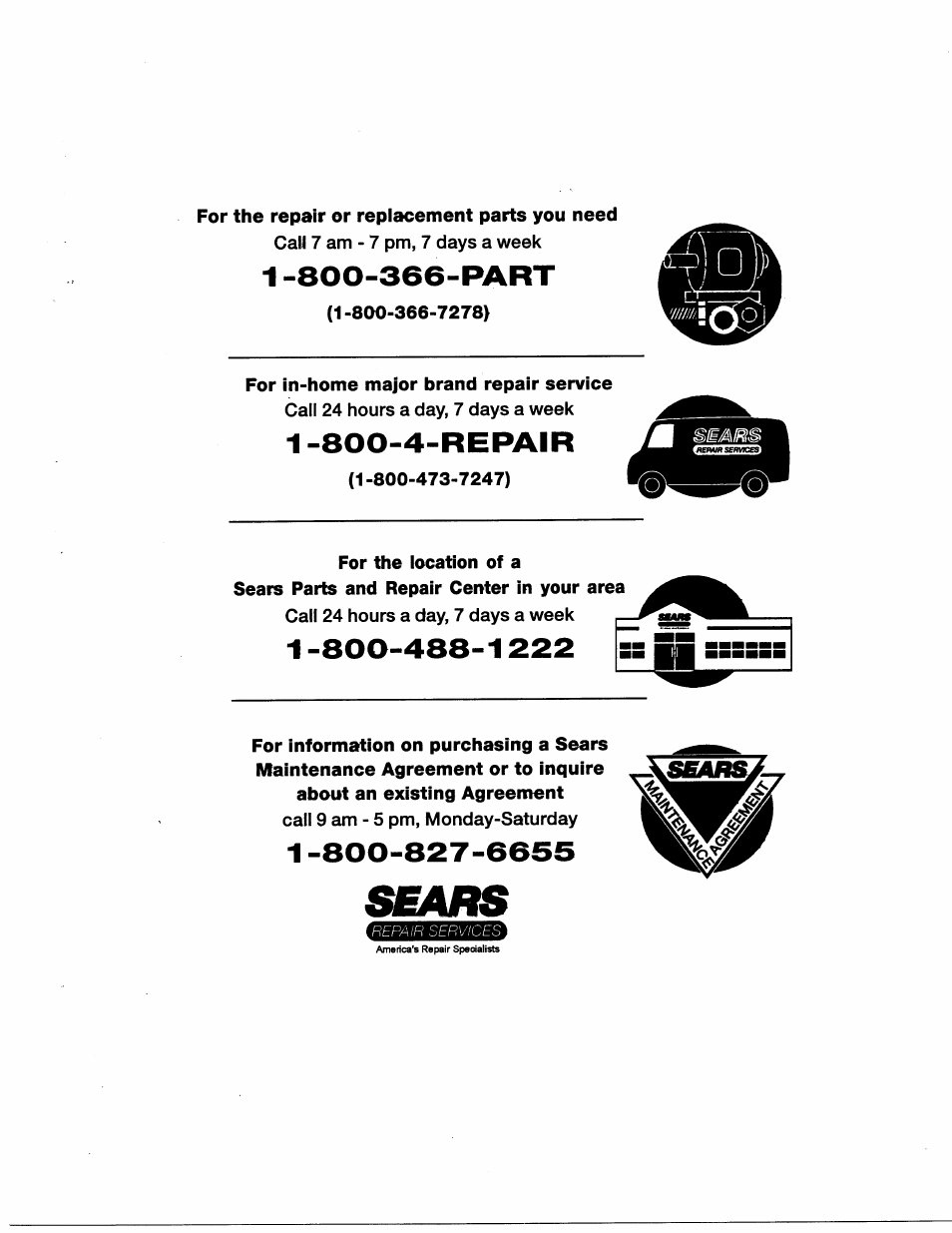 800-366-part, 800-4-repair | Craftsman 919.762350 User Manual | Page 32 / 54