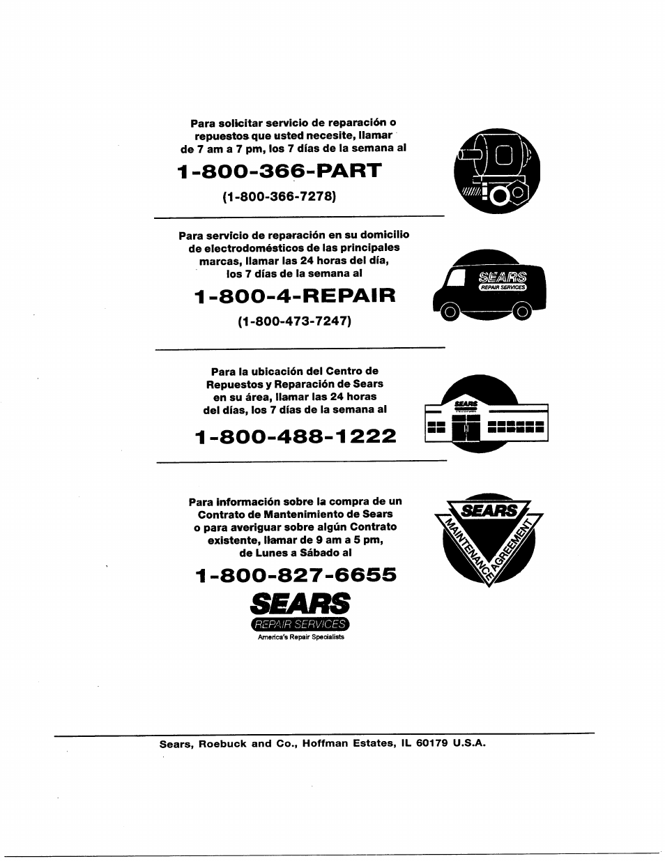 800-366-part, 800-4-repair | Craftsman 919.762350 User Manual | Page 54 / 54