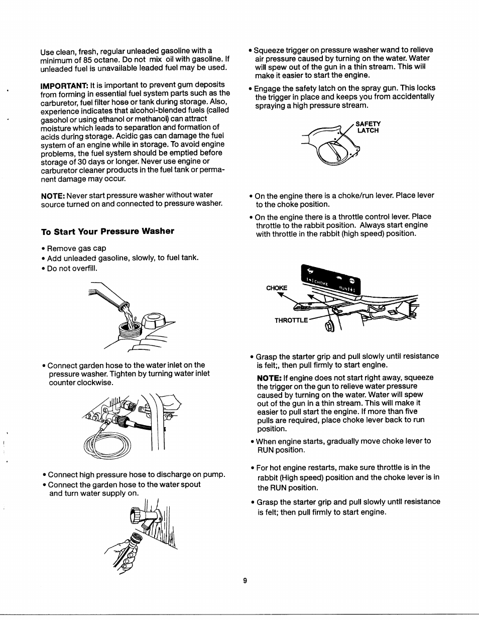 To start your pressure washer | Craftsman 919.762350 User Manual | Page 9 / 54