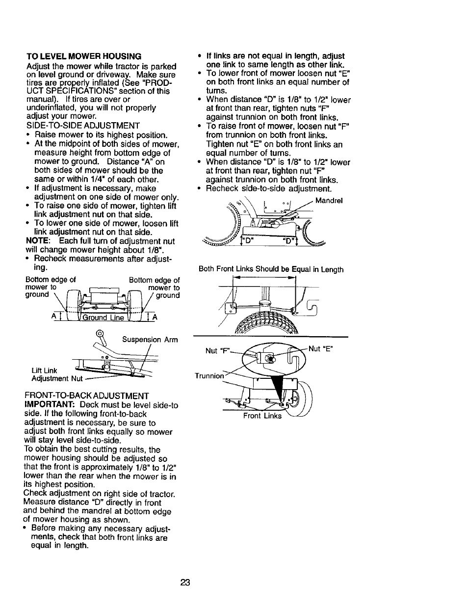 To level mower housing | Craftsman 917.272068 User Manual | Page 23 / 64