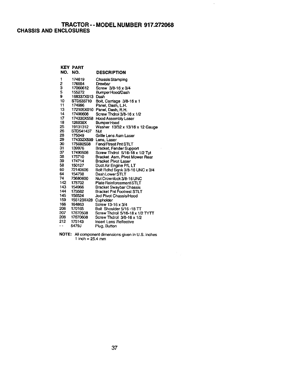 Tractor, Chassis and enclosures | Craftsman 917.272068 User Manual | Page 37 / 64