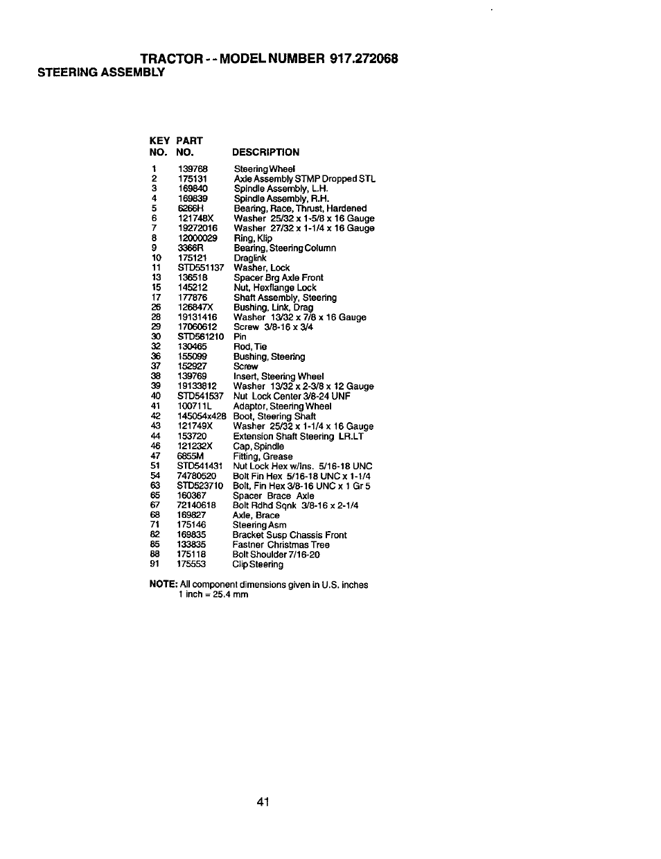 Steering assembly | Craftsman 917.272068 User Manual | Page 41 / 64