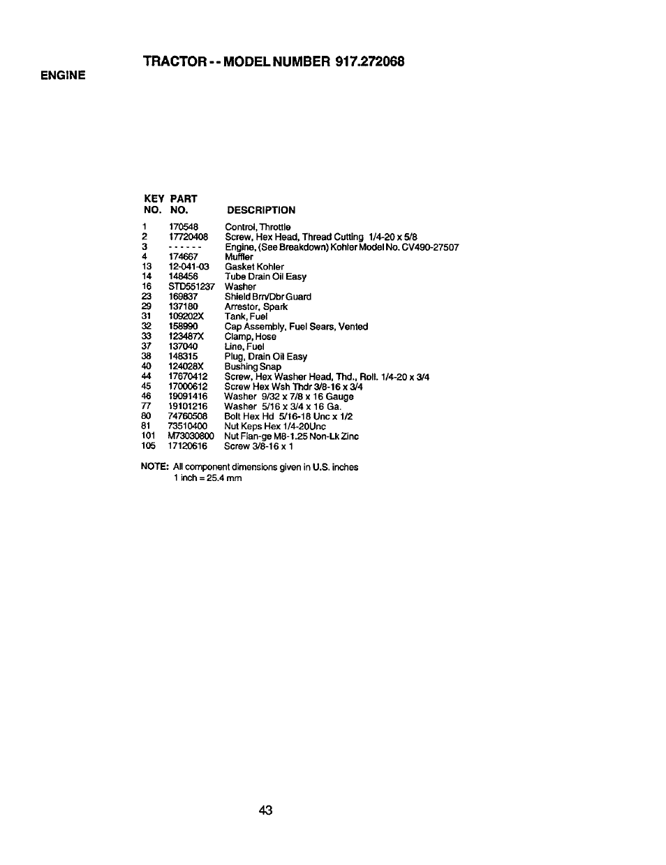 Engine | Craftsman 917.272068 User Manual | Page 43 / 64