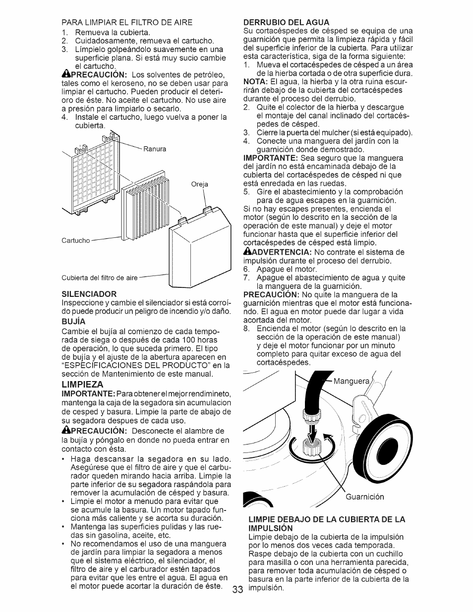 Limpieza | Craftsman 917.376543 User Manual | Page 33 / 48