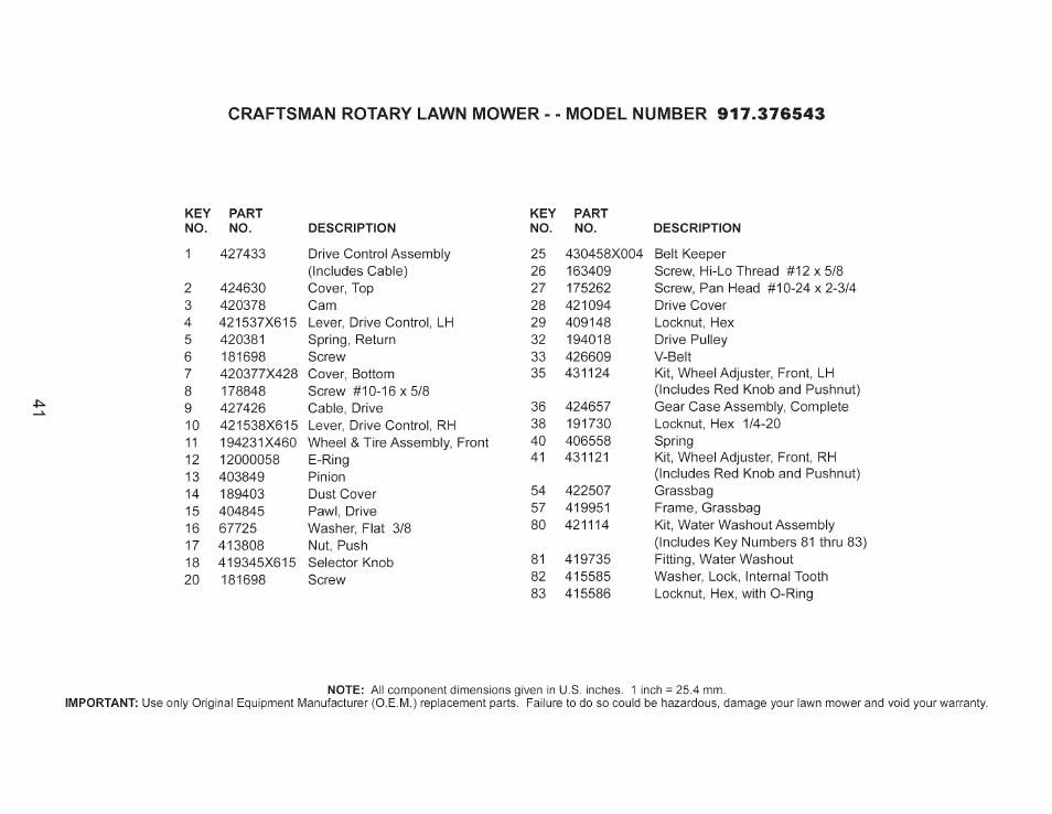 Craftsman 917.376543 User Manual | Page 41 / 48