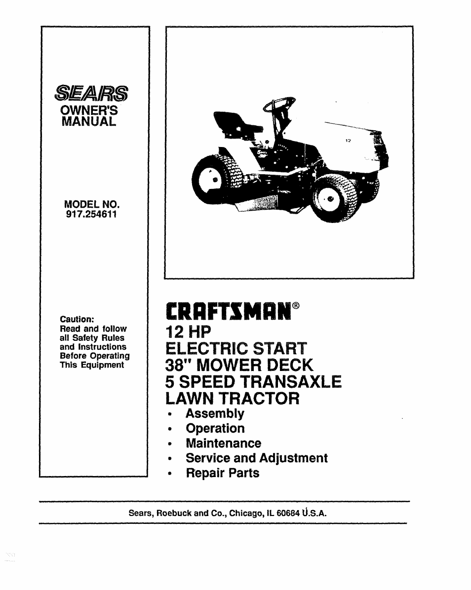 Craftsman 917.254611 User Manual | 52 pages