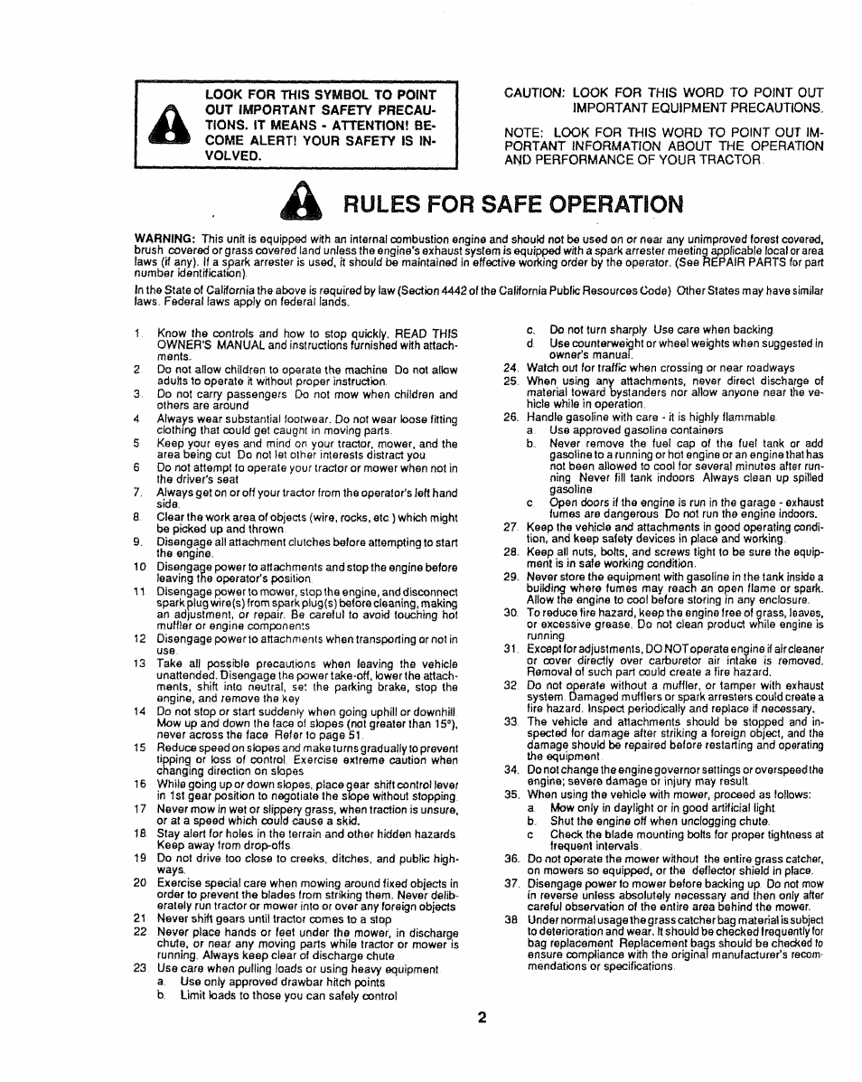 Rules for safe operation | Craftsman 917.254611 User Manual | Page 2 / 52