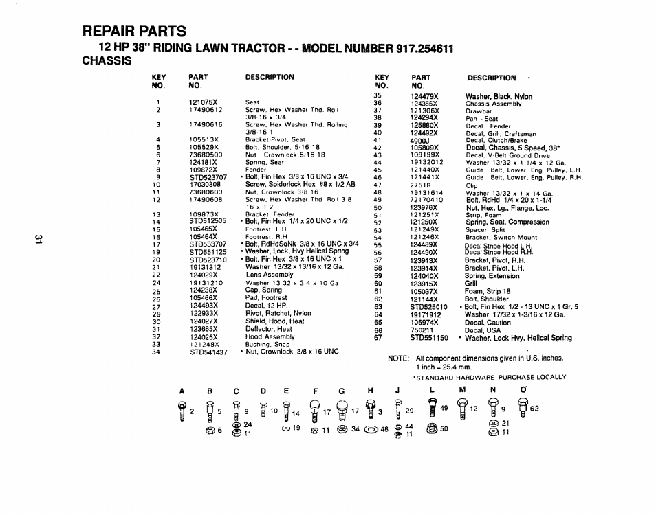 Repair parts | Craftsman 917.254611 User Manual | Page 31 / 52