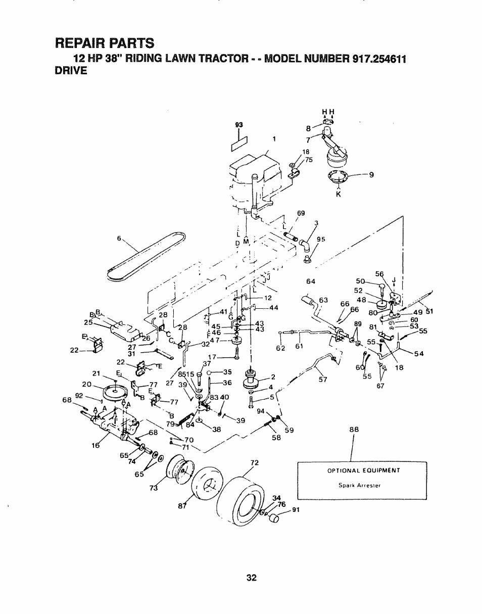 Repair parts | Craftsman 917.254611 User Manual | Page 32 / 52